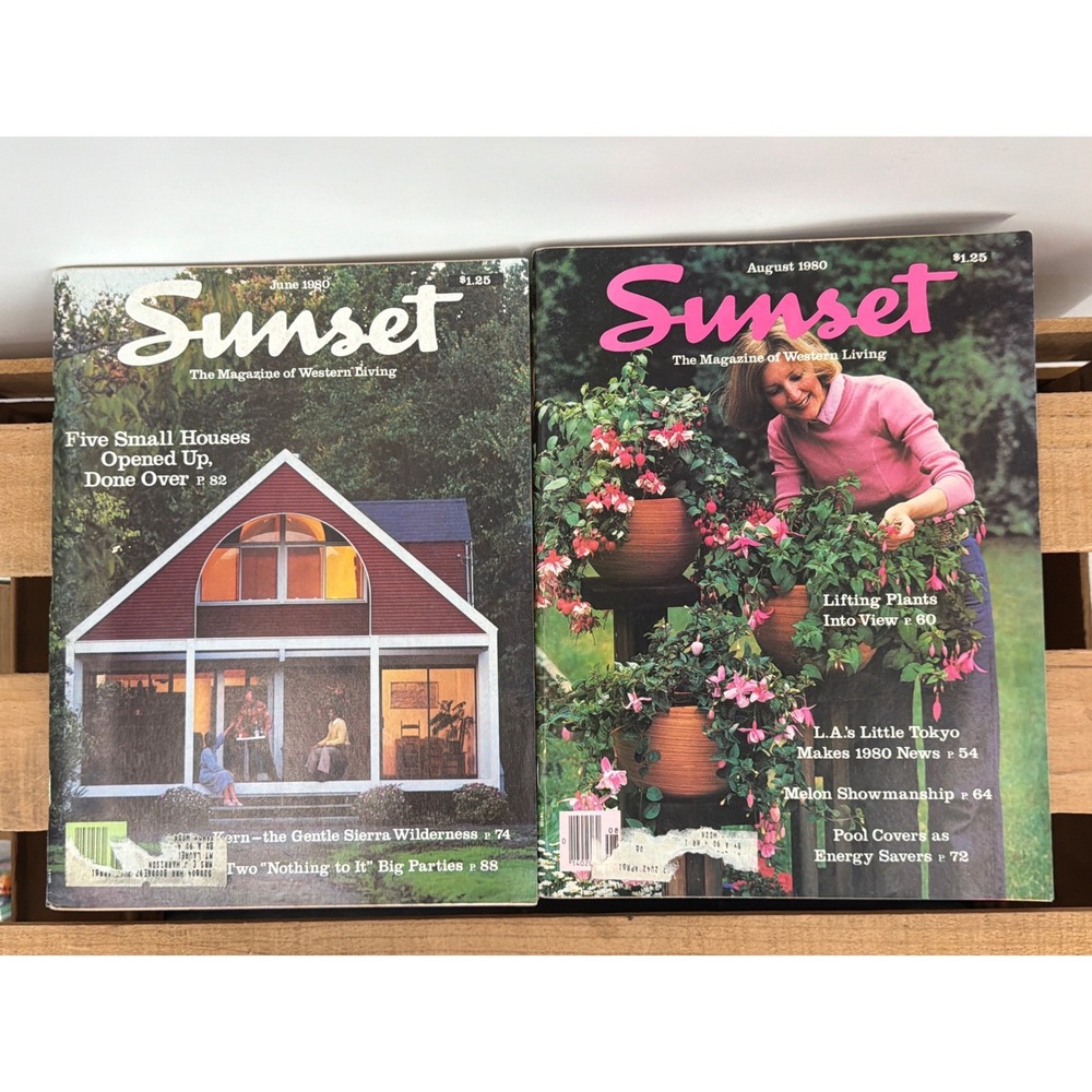Vintage Sunset Magazine June August 1980 Lot of 2‎ Western Living Small Houses